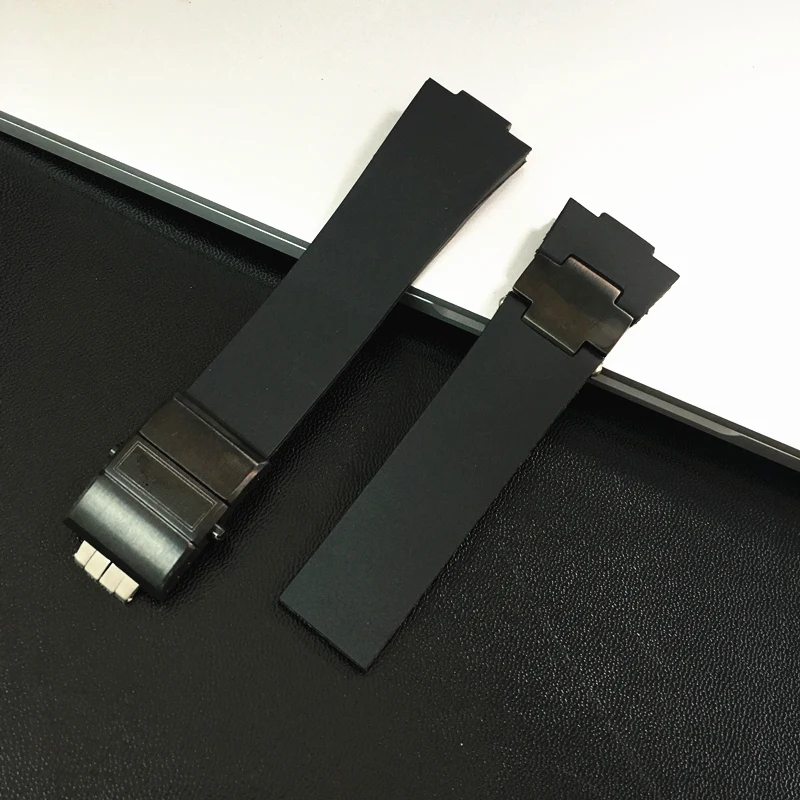MERJUST 25 мм черный коричневый синий водонепроницаемый силиконовой резины замена наручные часы ремешок ремень для Ulysse Nardin морской дайвер