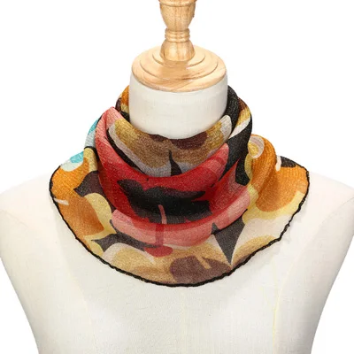 Модный женский шелковый шарф тонкая сетка висячий шейный шарф солнцезащитный Поддельный Воротник уличный шарф маска для лица Прямая поставка - Цвет: M04
