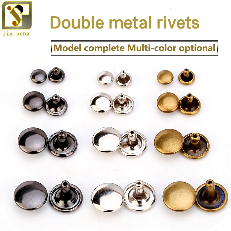 100pcs Double Cap Rivet Tubular Metal Leather Craft Repairs Studs for Belts 6mm 