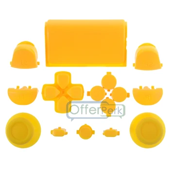

Customized Full Buttons Kits R1L1R2L2 Triggers for PS4 Controller Solid Yellow JDM-010JDM-020