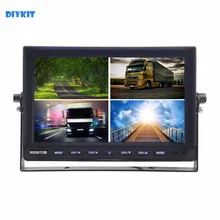 DIYKIT DC12V 24V 10 Inch 4 Split Quad LCD Screen Display Color Rear View Car Monitor