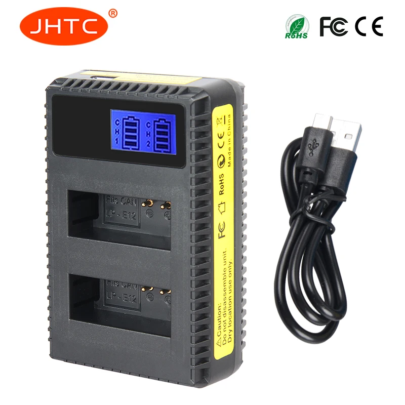 Jhtc Charger Battery For Canon Lpe12 100d Rebel Sl1 Kiss X7 Eos M M2