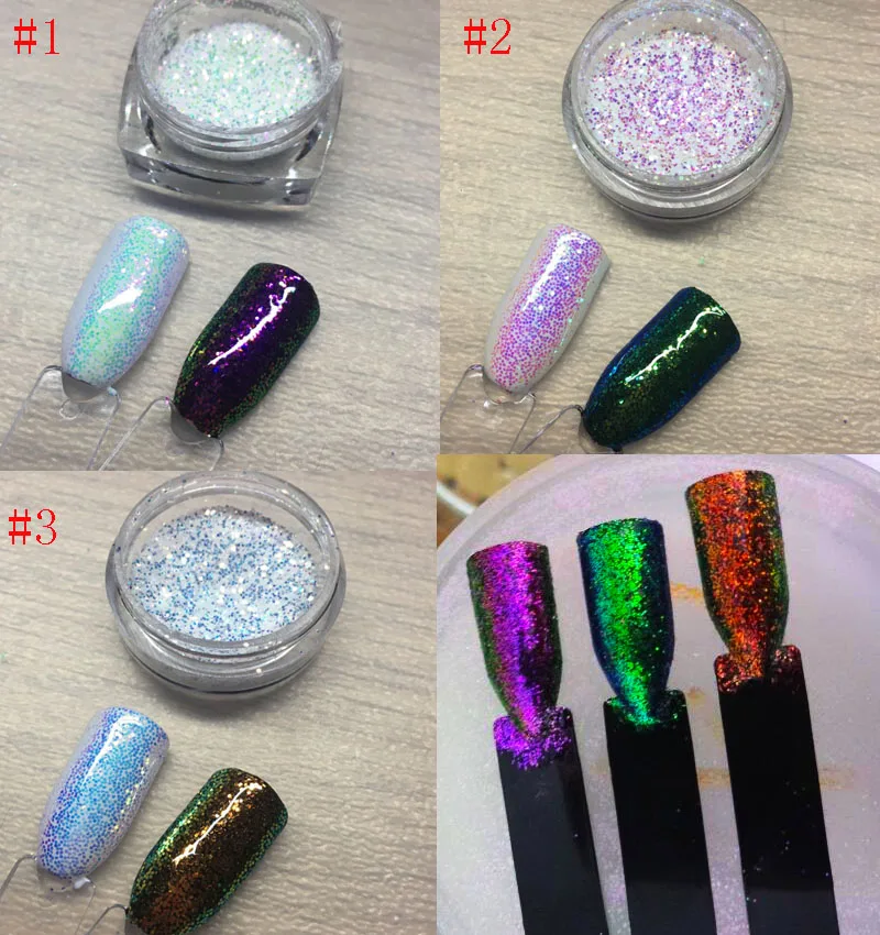 3 boxes Pixel Effect Nail Glitters Mermaid 3 Colors Glitter Sequins Iridescent Nail Sparkle Manicure Makeup Nail Art Decoration