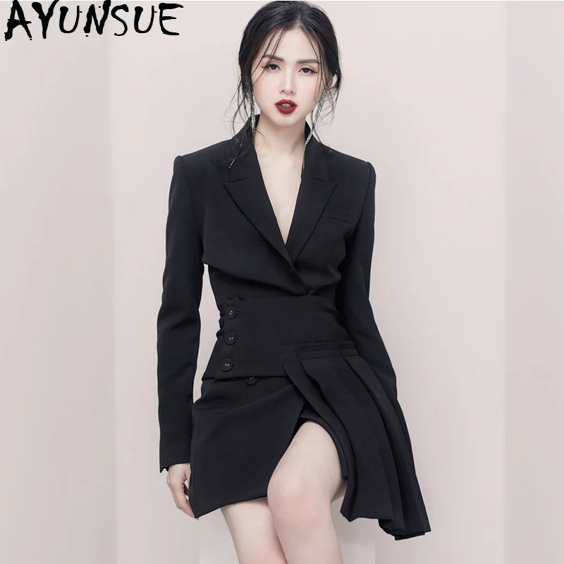 

Spring Autumn Dress Women Clothes 2019 Korean Sexy Dress Black Formal Ladies Suit Vintage Elegant Office Dress Vestidos ZT2001