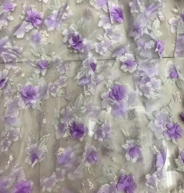 H007 90*140 см органза ткань растворимые потертые бабочки кружева для платья, свадебные вышитые Diy ручной работы швейные принадлежности рукоделие - Цвет: no2 purple 90x140cm
