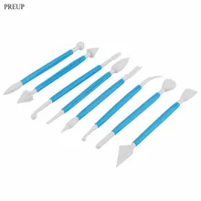 4 цвета 8 шт. DIY пластиковые инструменты для выпечки торта резьба ручка инструменты для украшения помадки инструменты для моделирования кухонные формы для выпечки