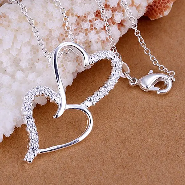

P175_2 Hot sale fine silver plated jewelry,Wholesale Factory 925 charms free shipping fashion Insets down the heart pendant