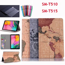 Чехол для Samsung Galaxy Tab A 10,1 SM-T510 SM-T515 10,1 ''многофункциональный чехол для планшета карта мира шаблон pu кожа+ протектор экрана
