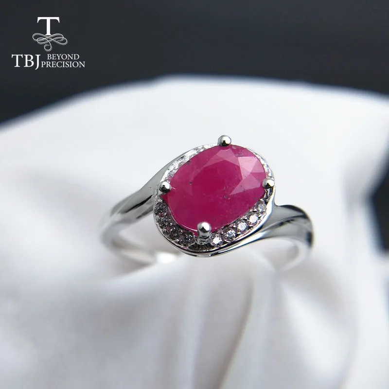 

TBJ,100% natural real ruby ov6*8 gemstone ring in 925 sterling silver simple & elegant design for girls as birthday wedding gift