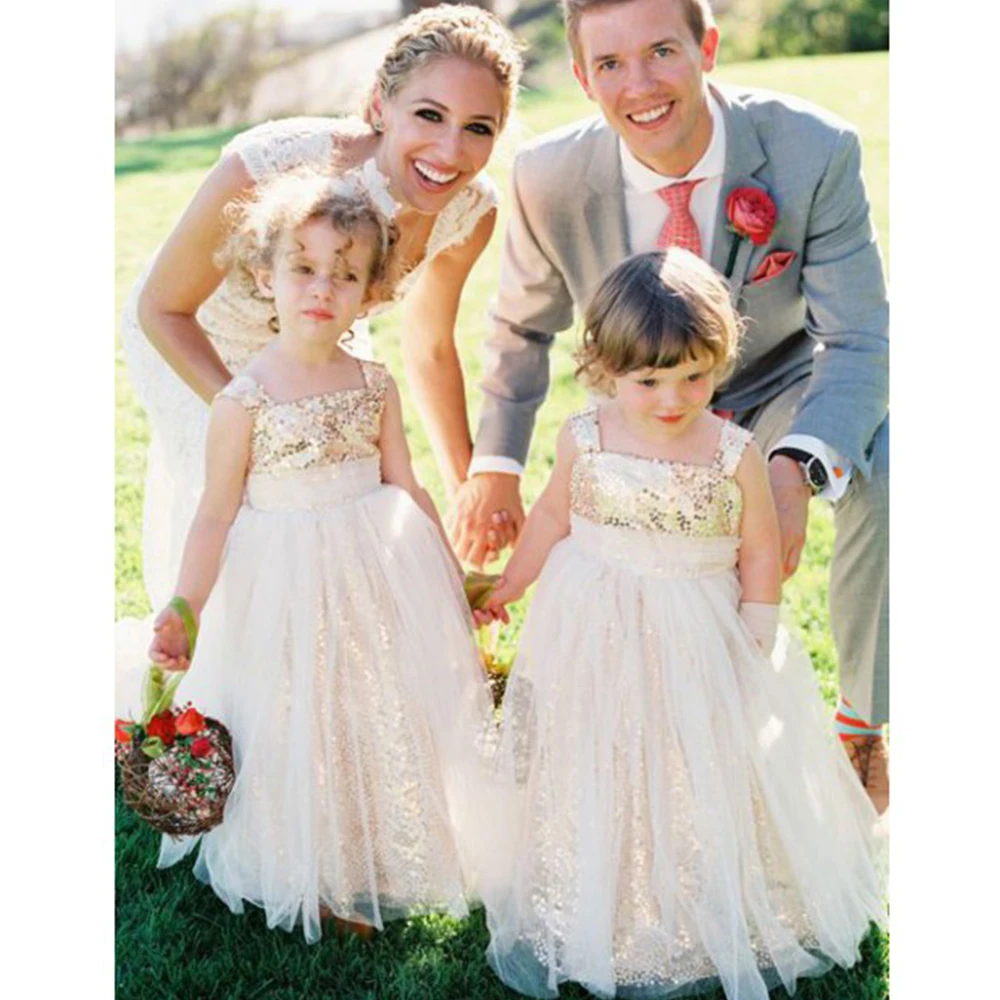 

Bbonlinedress Gold Sequins Flower Girl Dresses 2019 Party Dress For Wedding Robes de fille de fleur Vestidos de nina de flores