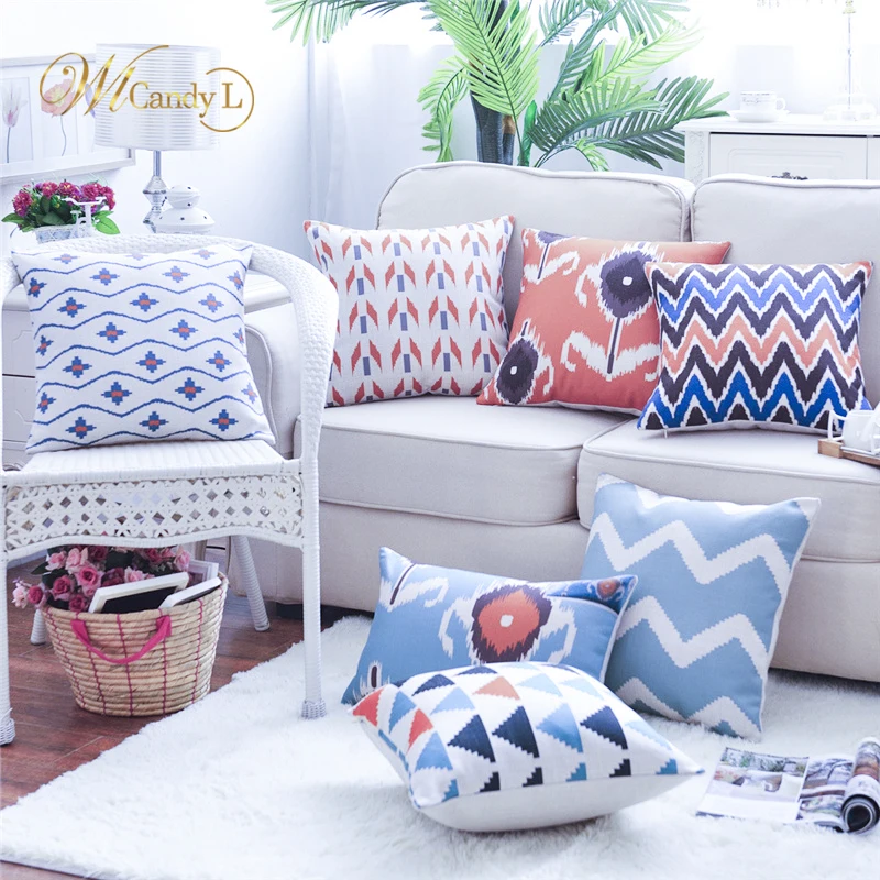 

WL Candy L New Geometric Design Cushion Cover Stripe Arrow Irregular Pattern Printing Car Sofa 45*45cm Linen Beige Pillow Cover