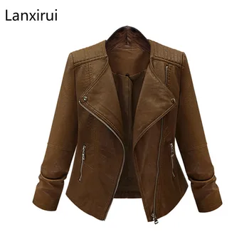 

Women Winter Short Bomber Coats And Jackets New Euro Style Casual Snake Skin Zipper Rider Faux Leather Jacket