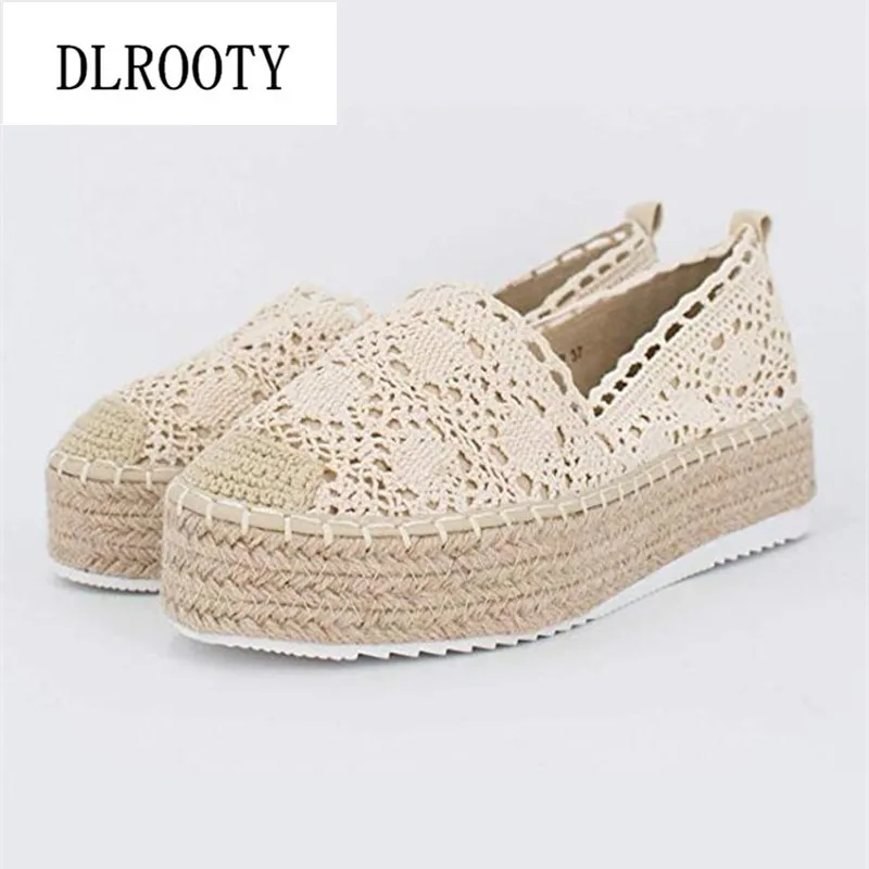 

Women Flats Shoes Loafers Shallow Slip On 2019 Summer Autumn Fashion Round Toe Platform Sweet Lace Casual Comfortable Plus Size