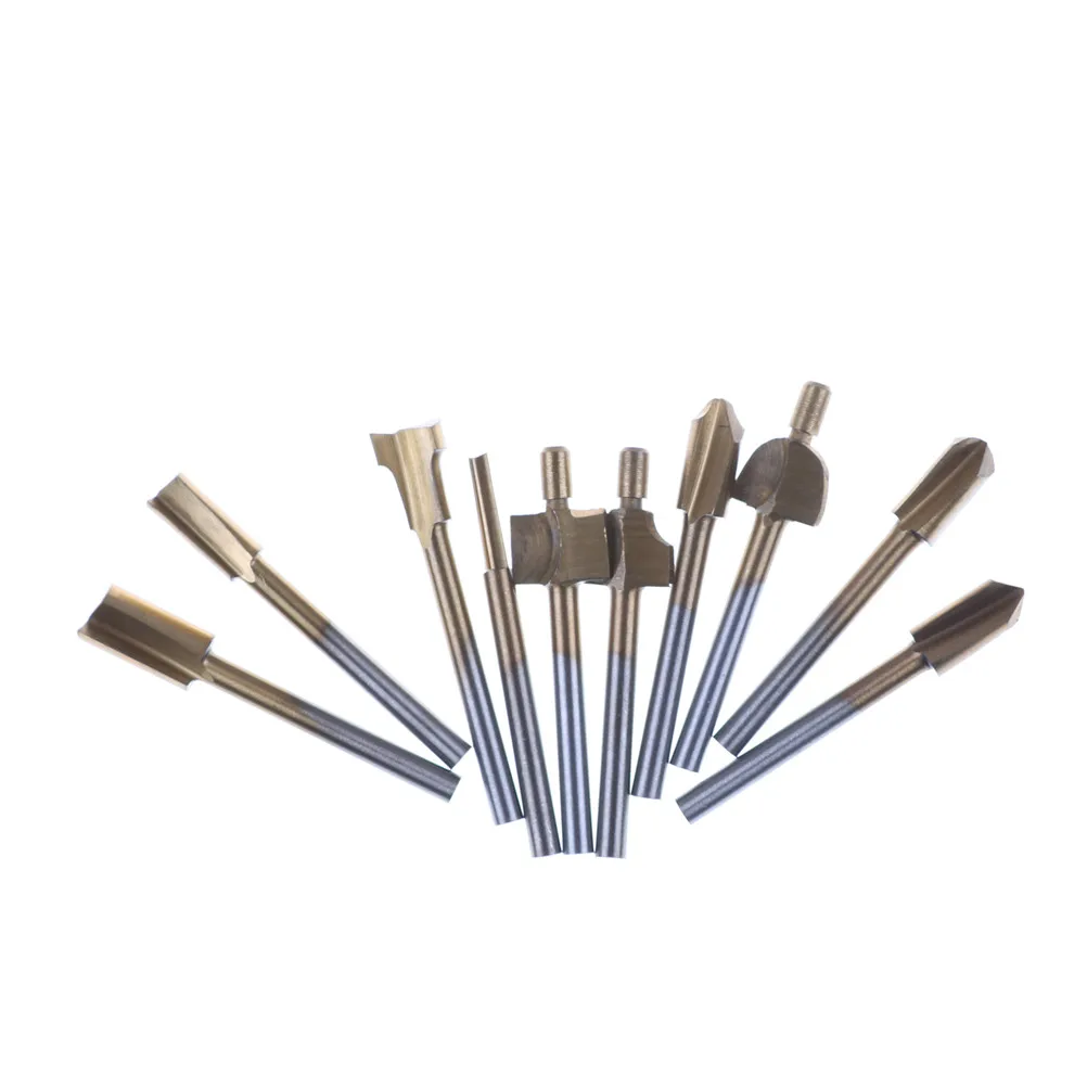 10Pcs  1/8 Mini Shank Hss Woodworking Blade For Edge Engraving Machine Pattern Trimming Milling Router Bits mini drill bit