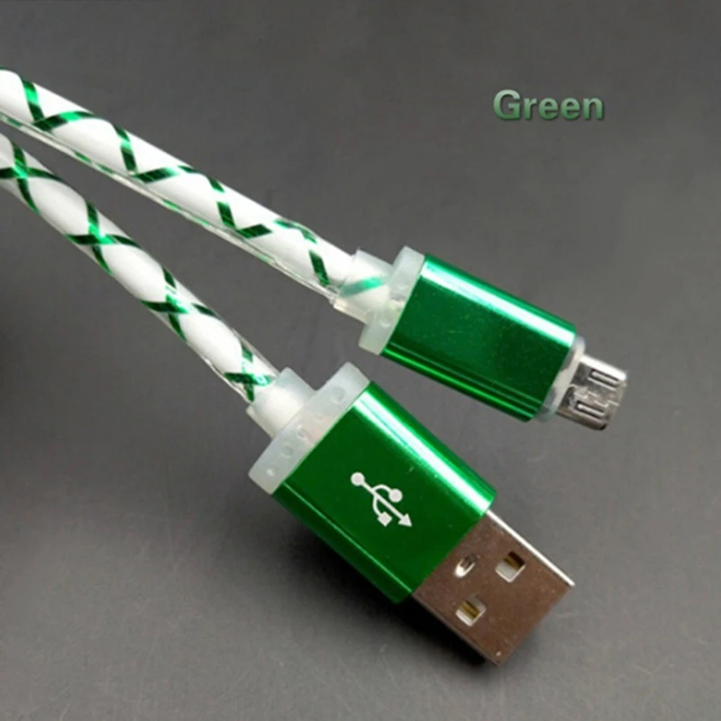 1 м Micro usb кабель для телефона светодиод Видимый поток света Micro usb зарядный кабель для синхронизации данных для телефона Android универсальные кабели для телефонов - Цвет: Зеленый