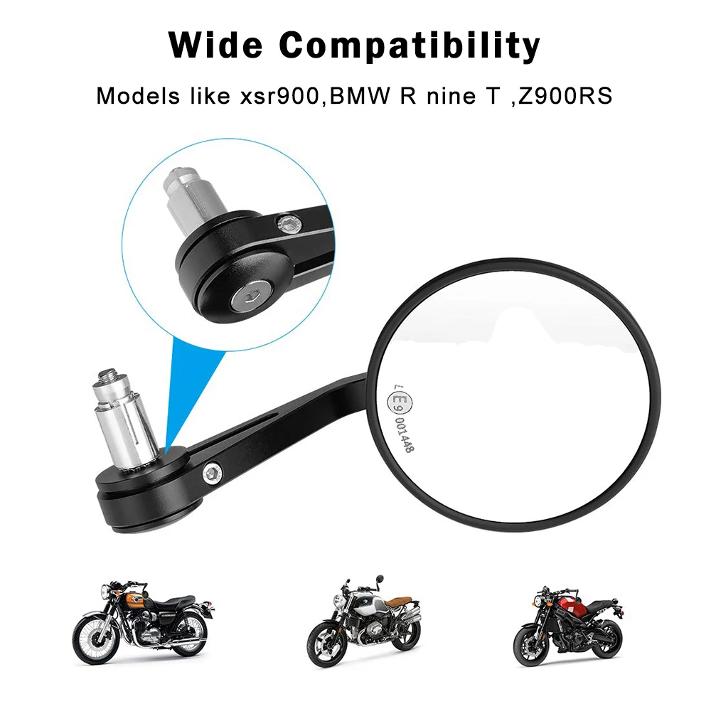  New Arrival E-mark Round Side Rear View Mirrors for Adjust 7/8