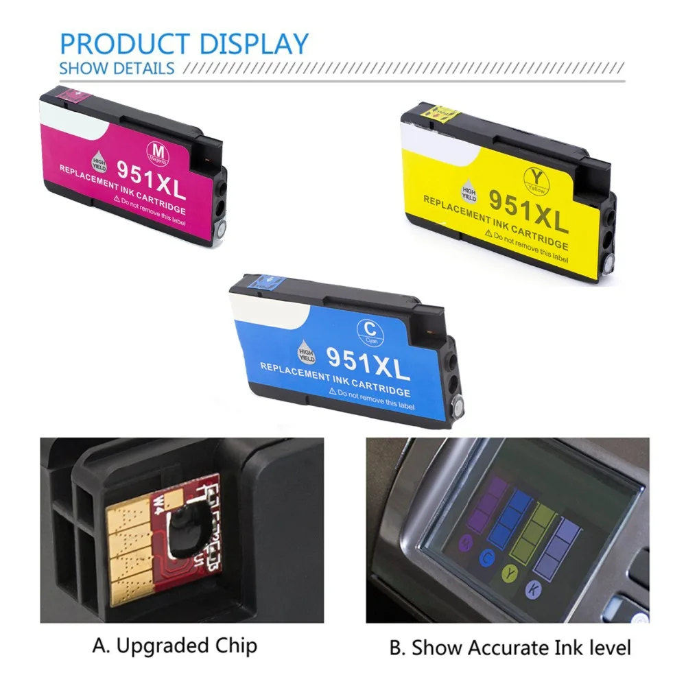 

for hp 8610 951xl 951XL Color Compatible Ink Cartridge 951 for hp Officejet pro 8100 8600 8610 8620 8630 8650 251dw Printers