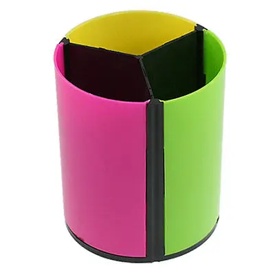 

Yellow Green Fuchsia Plastic Cylinder Shaped Pen Ruler Holder Organizer