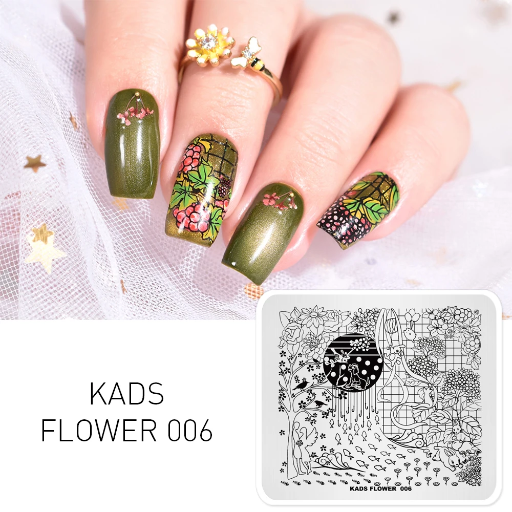

KADS Nail Stamping Plates Flower 006 Romantic Night Image Nail Art Templates Stamp Stencil for Nails Manicure Tools