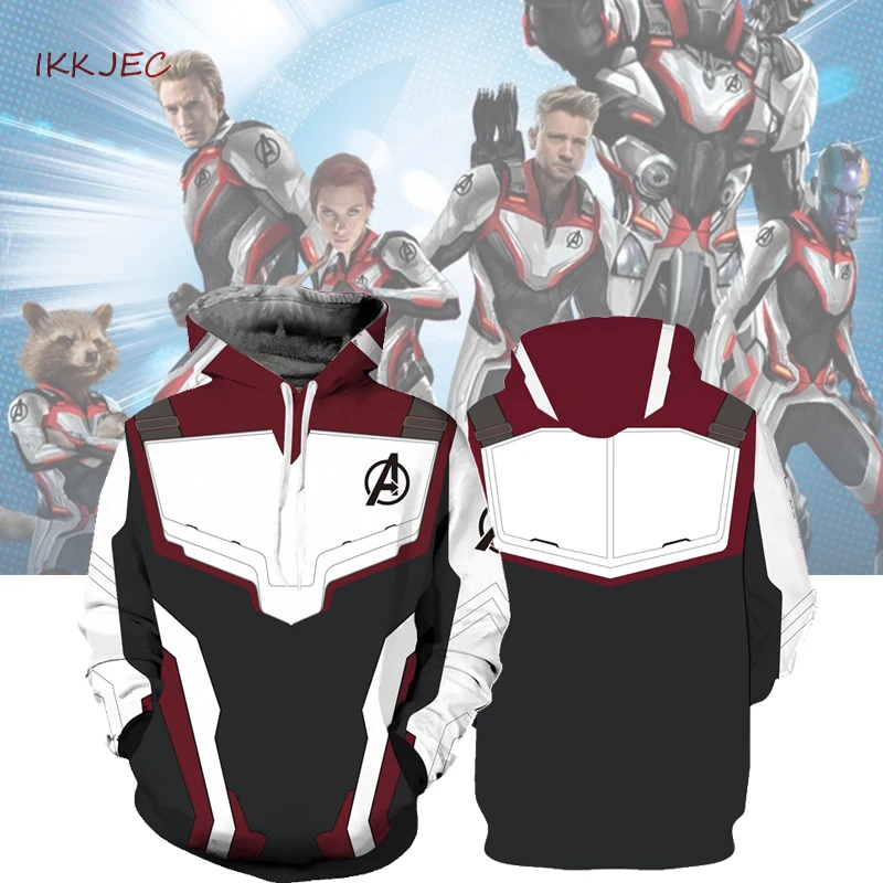 

Hoodie Cosplay Avengers 4 Endgame Quantum Realm Sweatshirt Jacket Advanced Tech Costumes 2019 superhero Iron Man Hoodies