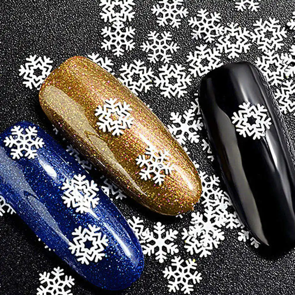 

Christmas Nail Cequins Art Stickers Decals Snowflakes Glitter Hearts Gel Polish