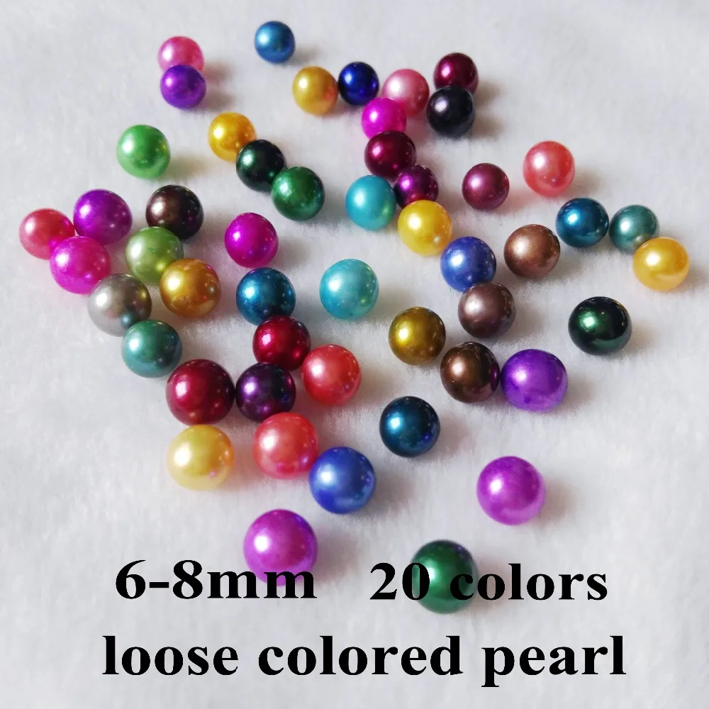 

6-8mm 3A Dyed Blue/ Teal /Hot Pink/red Color 1Piece Seawater Oyster Natural Round Akoya Oyster pearls 10Pcs/Lot N14