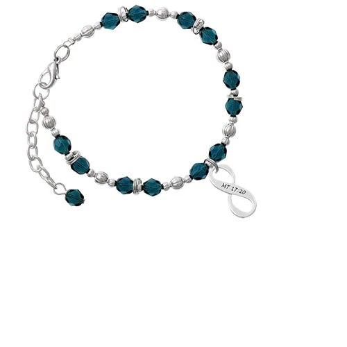 Matthew 17:20 Infinity Sign Navy Blue Beaded Bracelet