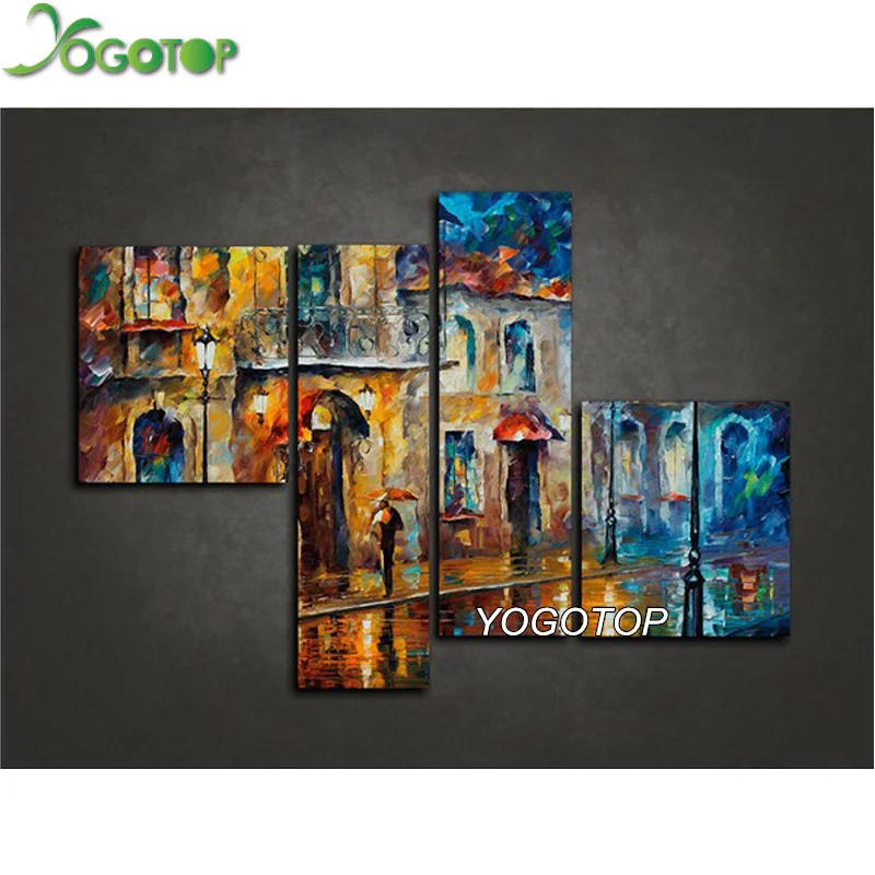 

YOGOTOP Diy Diamond Painting Cross Stitch Needlework Square Mosaic Diamond Embroidery Handmade Crafts street 4pcs/set VS688