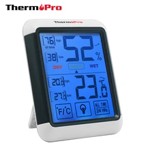 Thermopro tp55 estação meteorológica digital higrômetro termômetro interior com tela sensível ao toque e luz de fundo termômetro de umidade