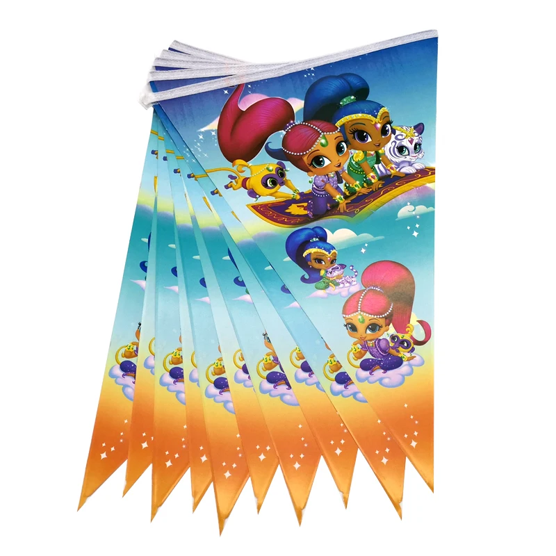 

1set Baby Shower Party Shimmer and Shine Theme Decorate Paper Flags Kids Boys Favors Pennant Happy Birthday Party Hanging Banner