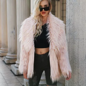 

F0001 New Fashion Women Autumn&Winter Clothes imitation Mongolia Sheep Fur Coat Long sleeved Women Faux Fur Coat