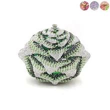 Женская вечерняя сумка, бриллианты, кристалл, Свадебный клатч, Свадебная вечеринка, бумажник кошелек сумка, роскошные розовые цветы, хрустальные кошельки