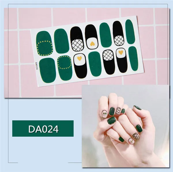 24 14 насадок/набор полное покрытие наклейки для ногтей s Обертывания DIY наклейки для нейл-арта простые наклейки s самоклеющиеся наклейки для ногтей розовый белый черный зеленый - Цвет: 24