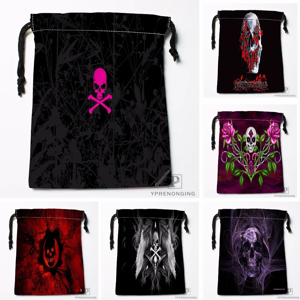 Custom Skull Drawstring Bags Printing Travel Storage Mini Pouch Swim Hiking Toy Bag Size 18x22cm 0412