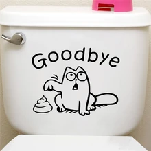 Милый Черный кот Попрощайтесь настенные наклейки в туалет ванная комната магазин окно автомобиль Танк домашний декор Мультяшные наклейки с животными виниловая настенная живопись
