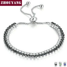 ZHOUYANG браслет для женщин роскошный стиль двойной цвет 4 когти мозаика кубический цирконий серебряный цвет модные ювелирные изделия подарок H117 H118