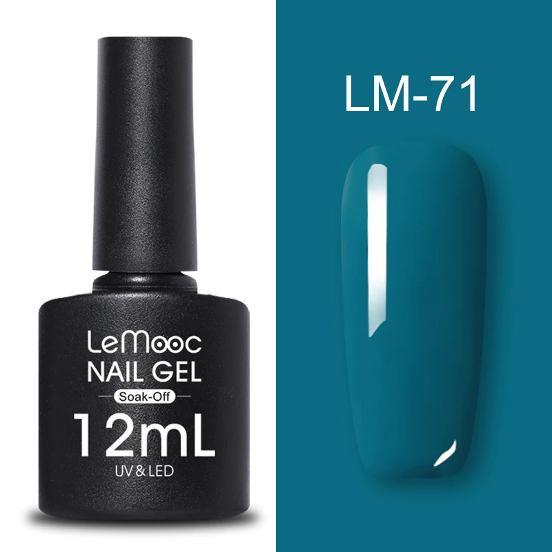 LEMOOC, 12 мл, Цветной Гель-лак для ногтей, блестки, блестки, полуперманентный замачиваемый лак, УФ-гель, сделай сам, Гель-лак для ногтей - Цвет: LM-71