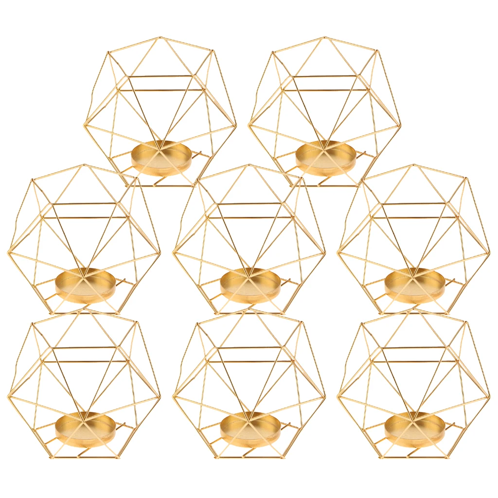 Упаковка-8 3D геометрические подсвечники для чая, подсвечники, свадебные украшения для дома, золото