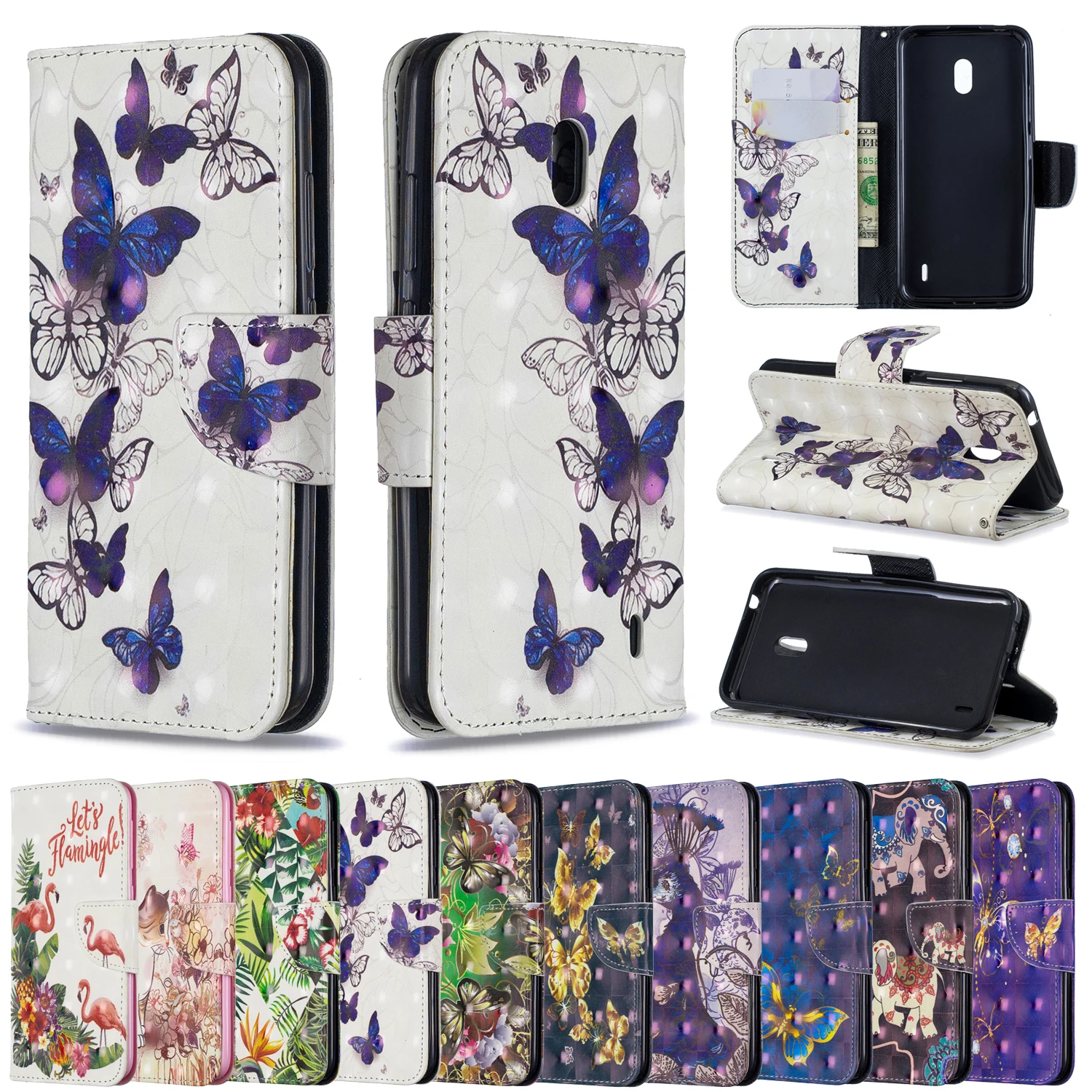 

Flip PU Leather Case For NOKIA 2.2 3D Vision Painted Wallet Phone Cases For Nokia 2.2 TA-1188 TA-1191 TA-1179 TA-1183 Cover