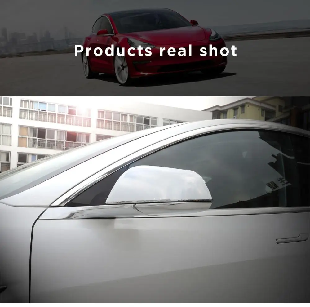 LUCKEASY накладка на зеркало заднего вида автомобиля боковой для Tesla модель 3 прочный высококачественный хромированный чехол для зеркала заднего вида 2 шт./