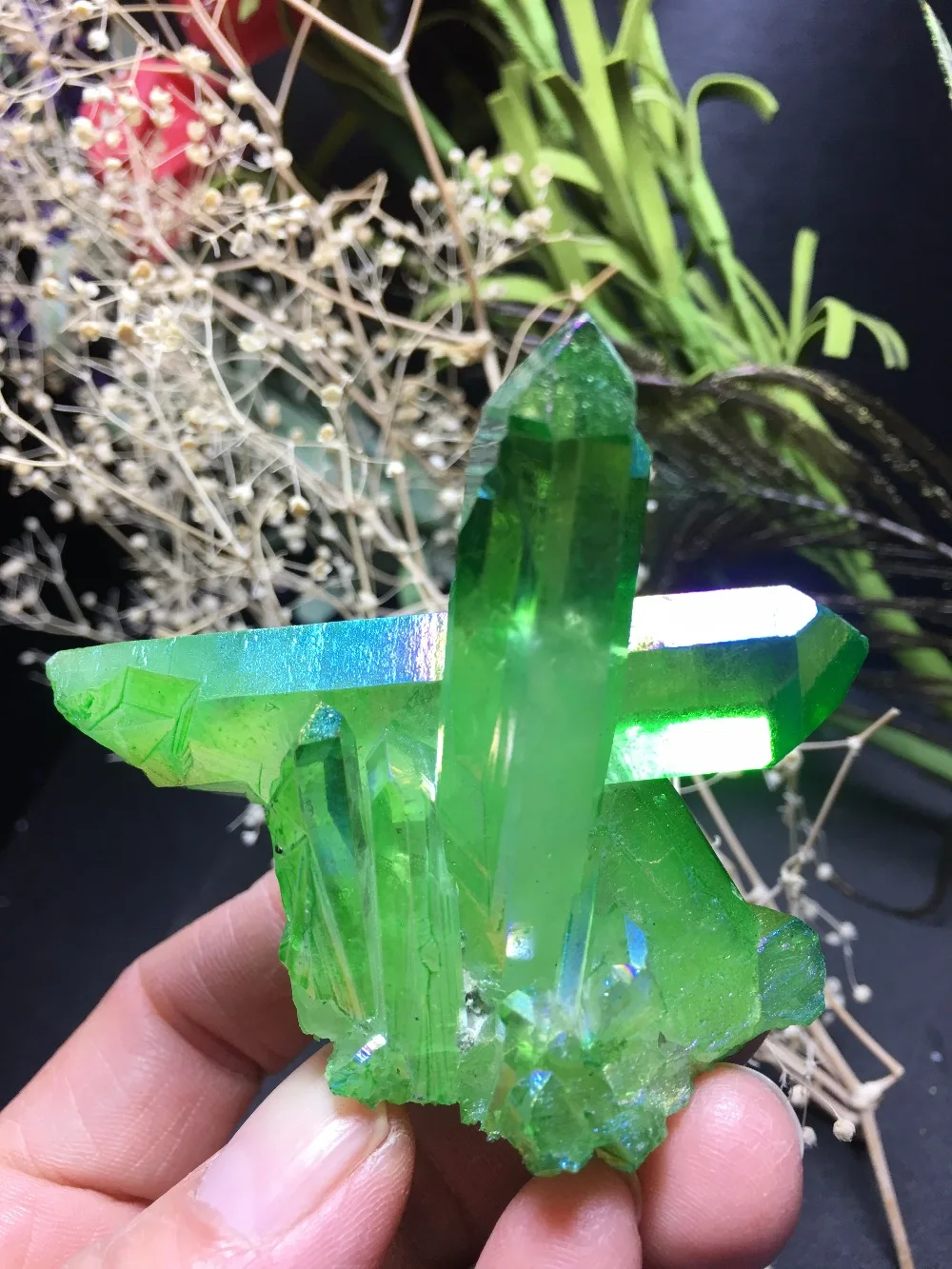

PRETTY Aura Quartz Crystal Bismuth Titanium Silicon Clusters SPECIMEN