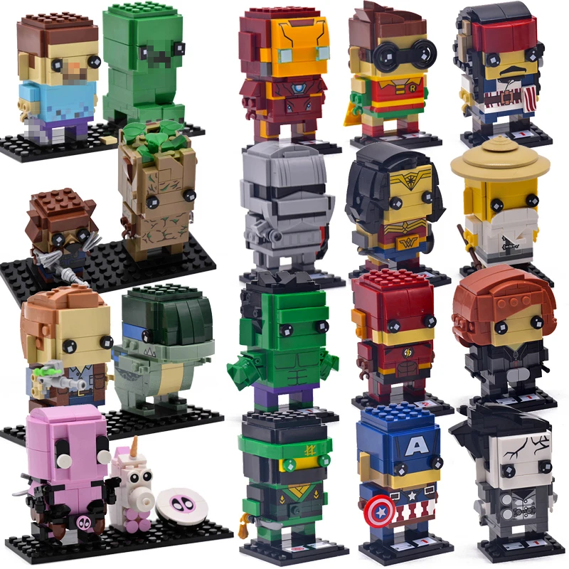 

Brickheadz Mini Legoings Figures Super Hero DC Avengers 4 Marvel 3 Endgame Brick Heads Iron Man Spider Man Building Blocks Toys