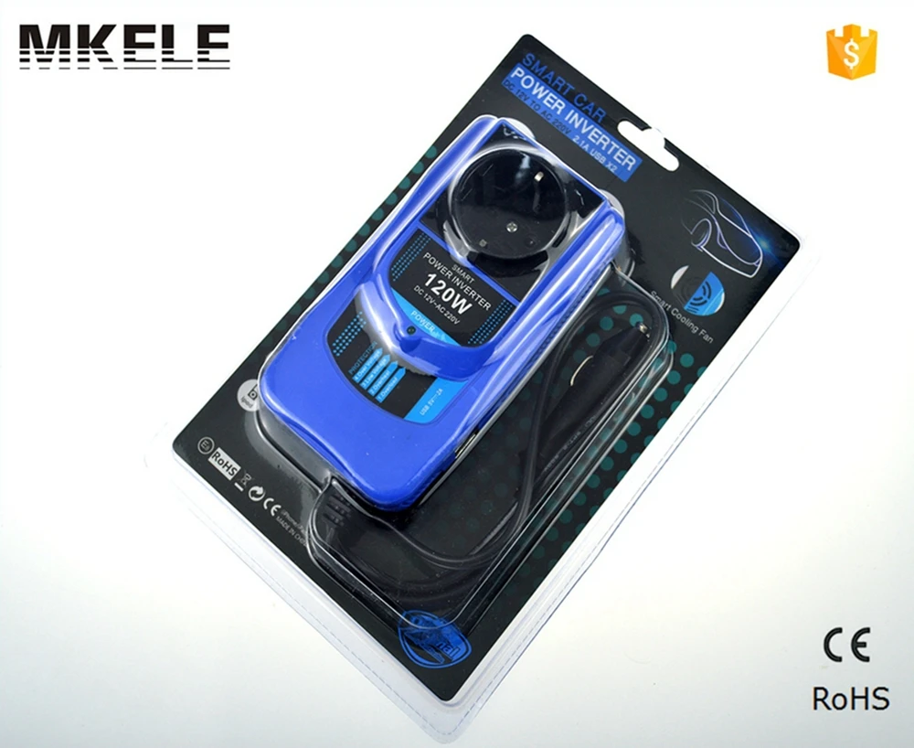 

MKC120-122 new up!modified sine wave 120w power inverter dc 12v ac 220v,double usb power inverter for car with wire removeable