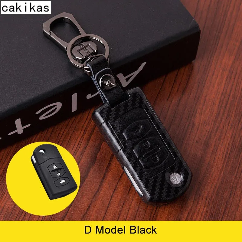 

Carbon fiber Leather Car Remote Key Case Cover For Mazda 2 3 6 Axela Atenza CX-5 CX5 CX-7 CX-9 2015 2016 2017 Smart 2/3 Buttons