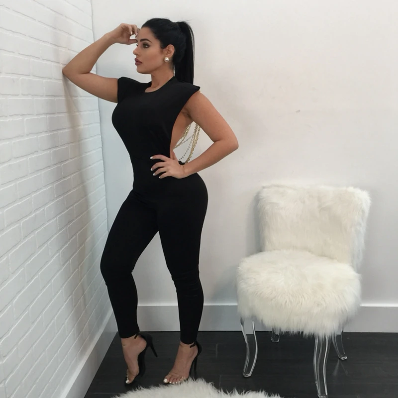 Moulante Combinaisons Longue Élégant Nu Mode Nouveau Bandage Manches Celebrity Noir 2018 Sans Salopette Arrivent Party Dos Sexy Perles g7wgTOq