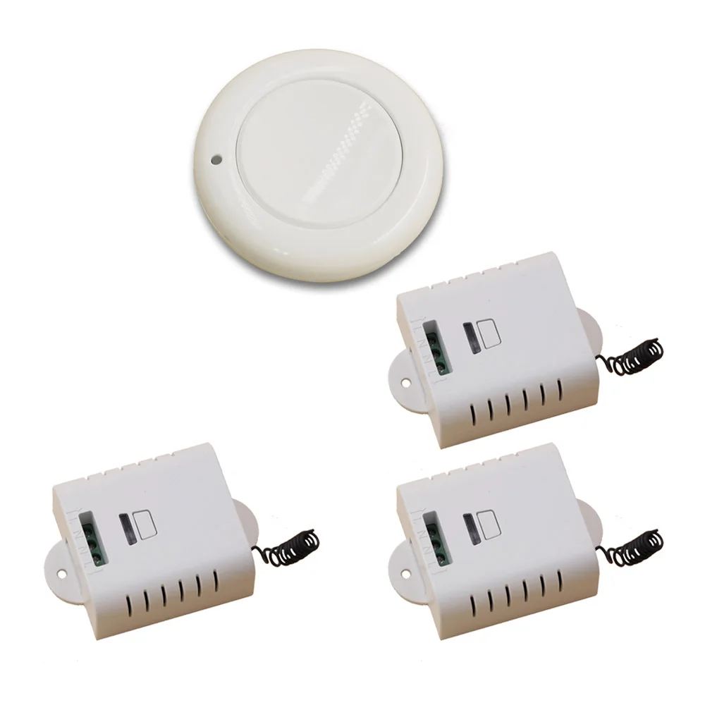 Most Simple Wiring AC85V 110V 220V 250V 1CH RF Wireless Remote Control Switch System White Remote+3* Receiver with Cover 315/433 Most Simple Wiring AC85V 110V 220V 250V 1CH RF Wireless Remote Control Switch System White Remote+3* Receiver with Cover 315/433