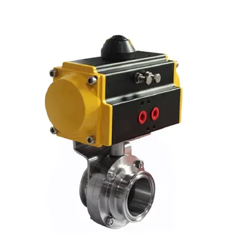 

51 SS304 Pneumatic Actuator Sealing Clamp Butterfly Valve PN16 PTFE Sealing