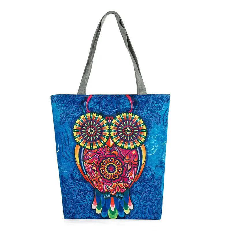

Colorful Owl Printed Women's Casual Tote Female Daily Use Female Shopping Bag Ladies Single Shoulder Handbag Simple Beach Bag