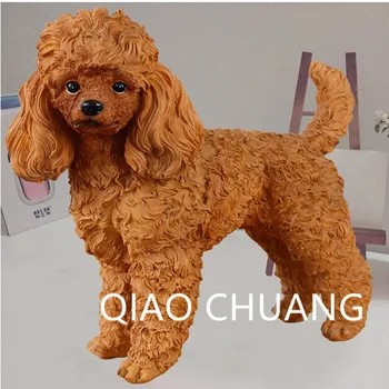 

Poodle Teddy Statue Animal Simulation Lucky Dog Creative Artware Home Decorations Action Figure Cute Collectible Model Toy L1449