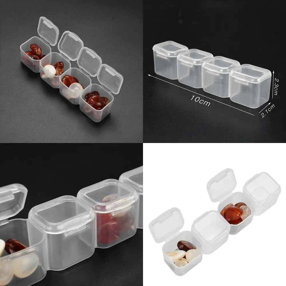 

Home storage box four grid independent storage box plastic transparent display parts adjustable jewelry L0430